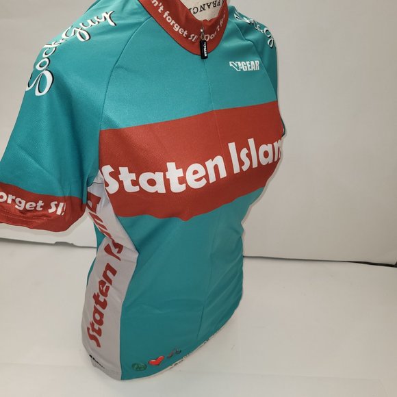 V-Gear Staten Island Cycling Jersey Peace, Love & Pedals Men's Aqua NEW Sizes - Picture 2 of 9